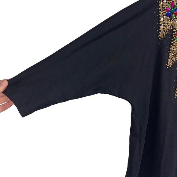 Now Collection Design Vintage Top Size Large Dolman Sleeve Cotton Sequin Beaded - Picture 7 of 9